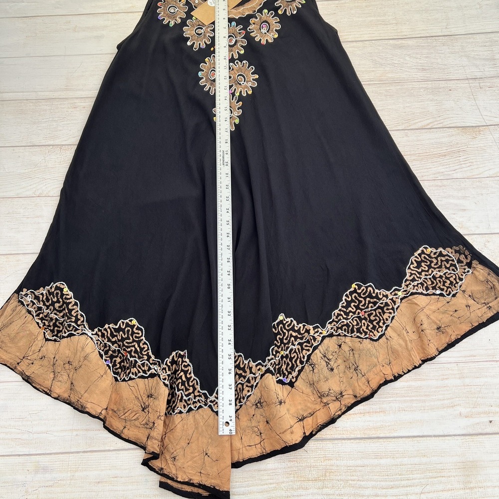 Riviera Sun Batik Embroidered Dress Sundresses for Women Black/Beige Size M - Picture 9 of 14